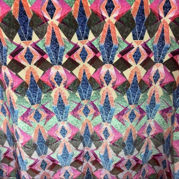 Anthropologie Kachel 100% Silk Diamond Shift Dress Size 12 Short Sleeves Boho - Picture 5 of 10